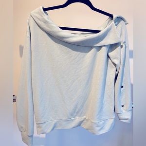 Light Grey Blue Off Shoulder Sweater - Jennifer Lopez